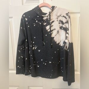 Torrid Charcoal and Cream Tie-Dye Hoodie